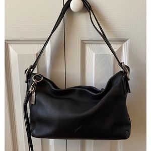 Coach K04S-1417 East West Legacy Duffle Tassel Leather Shoulder Bag in Black